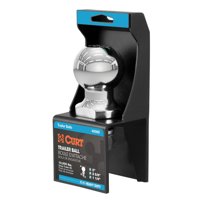 2" Trailer Ball (1-1/4" x 2-5/8" Shank, 10,000 lbs., Chrome, Packaged) (40069)
