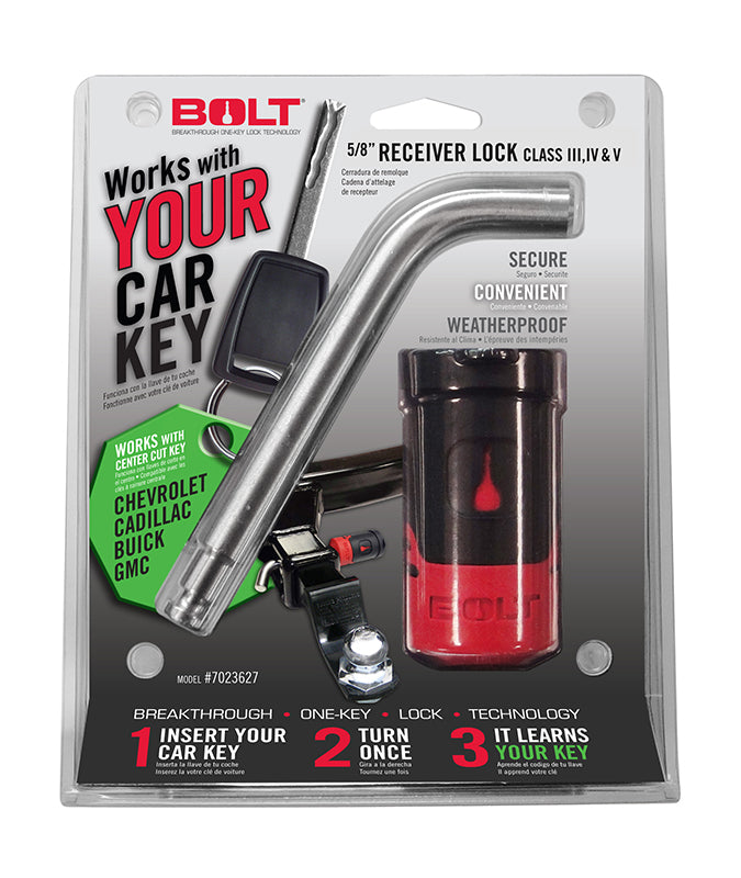 BOLT 5/8" RECEIVER LOCK FOR 2" & 2.5" RECEIVERS WORKS WITH CENTER CUT CHEVY, GMC, BUICK, AND CADILLAC KEYS (7023582)
