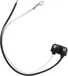 Optronics® 2-Wire Right Angle Plug for Lights 90° Right Angle Male Pins - For Light Termination - 6" Bare hardwire and #10 Ring Terminal Ground Wire Lead (A-46PB)