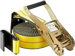 2" X 27' POLYESTER CARGO TIE DOWN STRAP WITH RATCHET AND FLAT HOOK EACH END (1200-02600-KW)