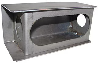 Trailer Double Acting Light Box Guard - Steel Construction with precut mounting holes and precut view section for 6" Oval Stop Tail & Turn Light - and 2" Round Side Marker Light - Universal (CMC-007)