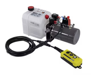 POWERHOIST KTI Hydraulic Pump, 12V Double Action Pump, 3 Quart Reservoir, 3-Button PU/PD/GD Remote (DC-45519)