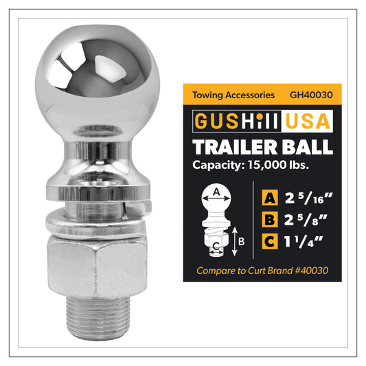2-5/16" CHROME HITCH BALL (15,000 LBS. CAPACITY) (40030)