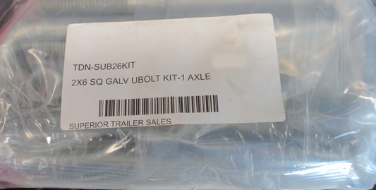 2" X 6" SQUARE GALV U-BOLT KIT-1 AXLE (TDN-SUB26KIT)