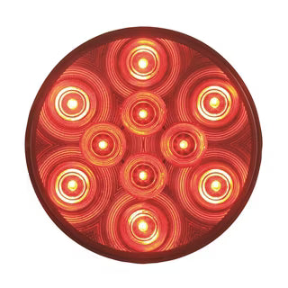 LED Red Stop/Turn/Tail 4 Round, Grommet Mount, 10 Diode Optronics Waterproof, PL-3 Connection 12v (STL-43RB)