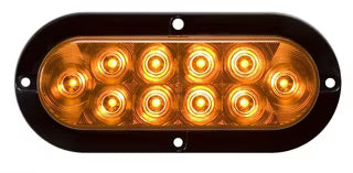 LED Amber Parking/Turn 6 Oval, Flange Surface Mount Optronics, Waterproof, Hard Wired (STL-78AB)