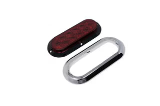 LED Red Stop/Turn/Tail 6 Oval,Flange Surface Mnt,10 Diodes W/ chrome ring (STL-78RBK)