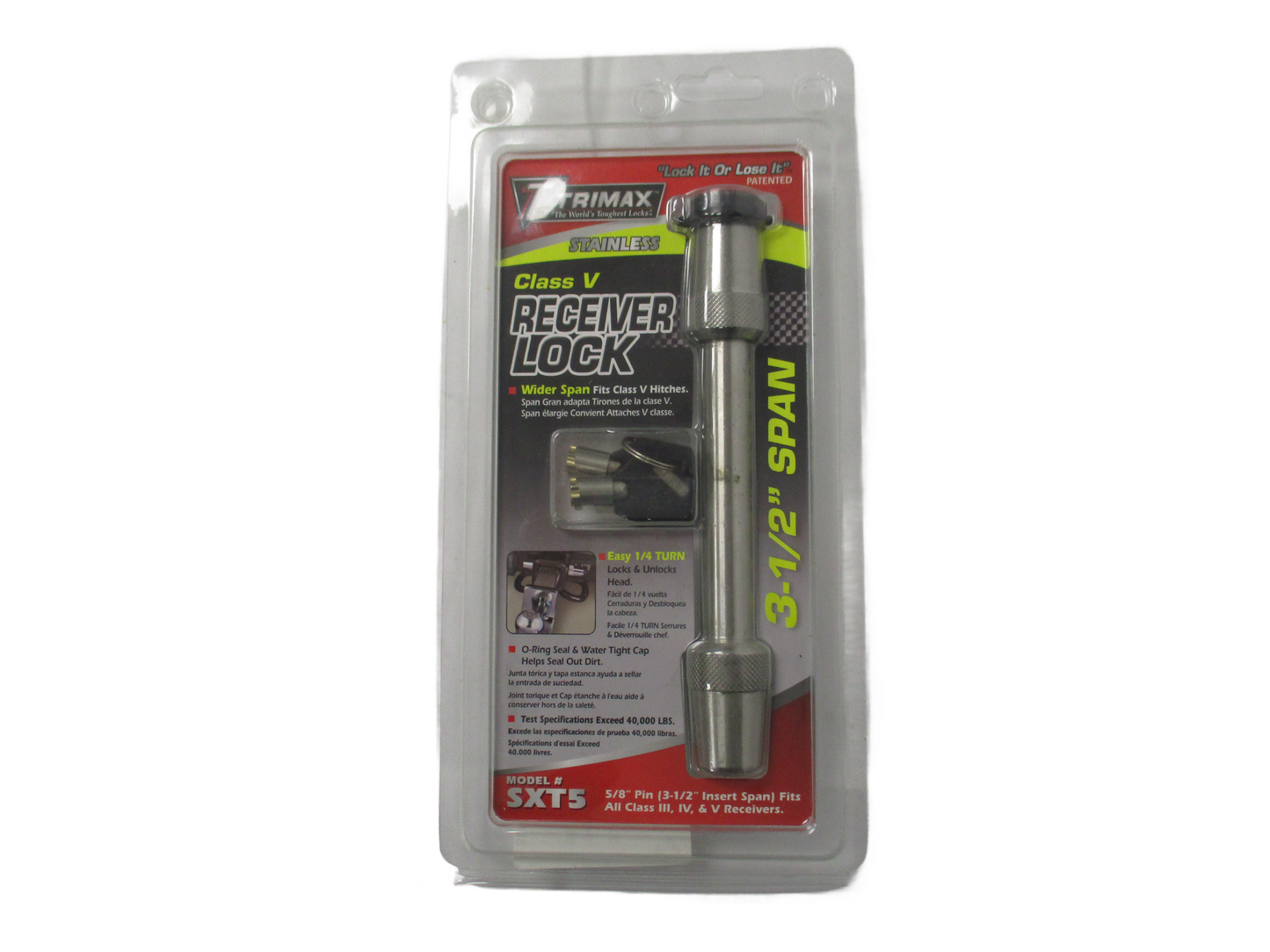 TRIMAX CLASS V RECEIVER LOCK 5/8 STAINLESS STEEL 3.5 SPAN (SXT5)