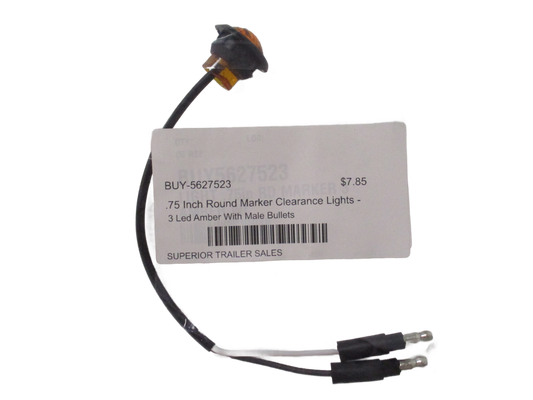 .75 Inch Round Marker Clearance Lights - 3 Led Amber With Male Bullets (BUY-5627523)