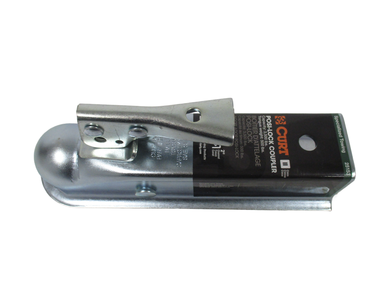 2" Straight-Tongue Coupler with Posi-Lock (2" Channel, 3,500 lbs, Zinc)(CUR-25153)