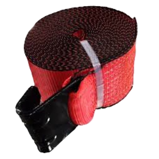 4" X 30' WINCH STRAP WITH FLAT HOOK ONE END (FH4X30RED)