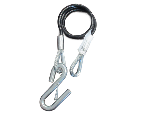 1/4"-5/16" BLACK VINYL COATED SAFETY CABLE ASSEMBLY 36" (XC250312X36S437I)
