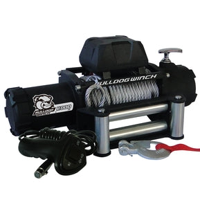 BULLDOG WINCH 8,000 LBS.WINCH 5.2 HP SERIES WOUND MOTOR, WIRE ROPE CABLE, ROLLER FAIRLEAD (10041)